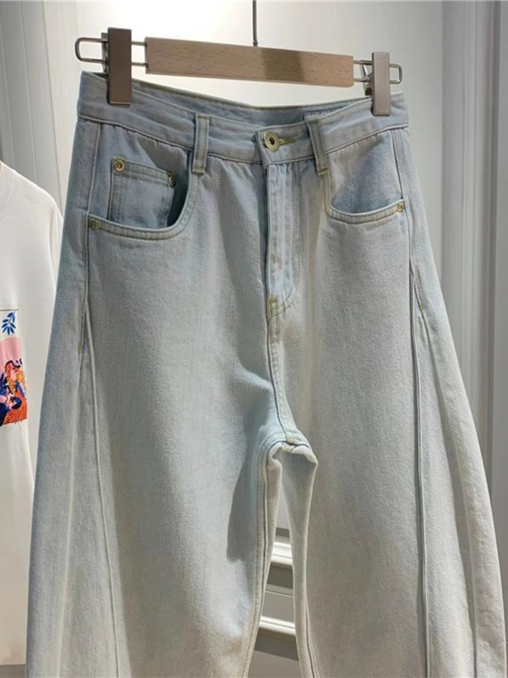 Damskie jeansowe workowate spodnie letnie cienkie z wysokim stanem jasnoniebieskie dżinsy Vintage Oversize luźne spodnie haremki z szeroką nogawką 2024 nowość
