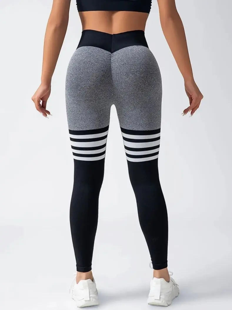 Women Gym V-back Line Yoga Pants Butt Lifting Fitness Athletic Workout Scrunch Leggings Outdoor Sports Tights image 6