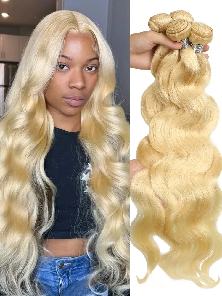 1/3/4 613 شعر أشقر تمديد ضفيرة شعر برازيلي حزم الجسم موجة ريمي الشعر البشري النسيج طويل 26 28 30 32 34 36 38 40 بوصة #1