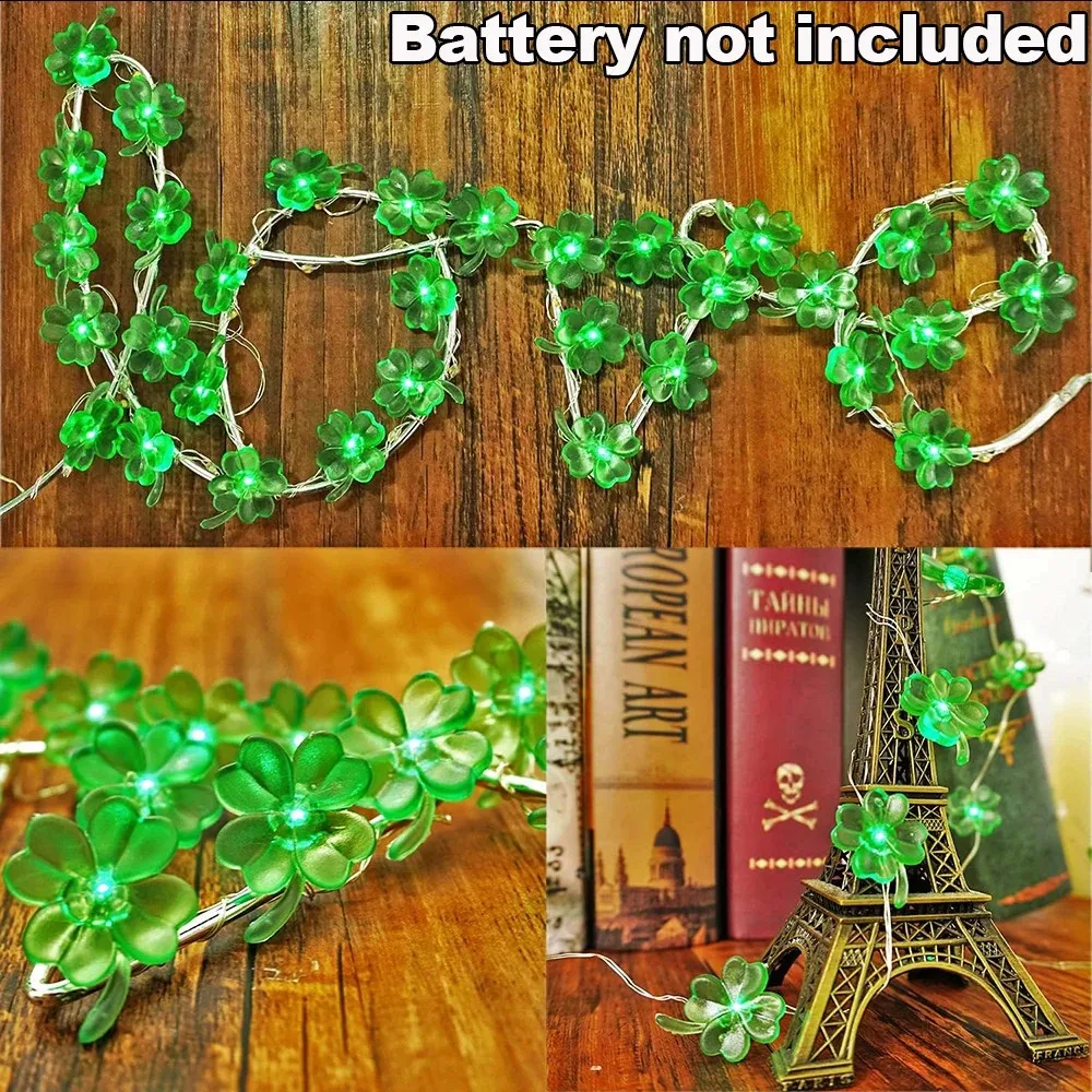 Clover LED String Lights Indoor Decorative Green Lights for Home Party Festival Holiday Atmosphere Decor
