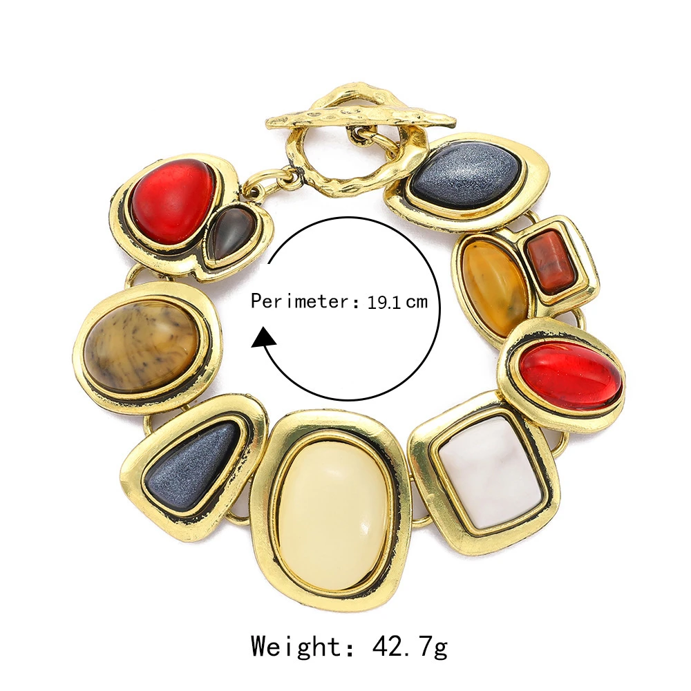 Retro Colorful Natural Stone Bracelets Creative Unique Crystal Glass Bangles for Women Exquisite Fashion Jewelry Gifts Wholesale