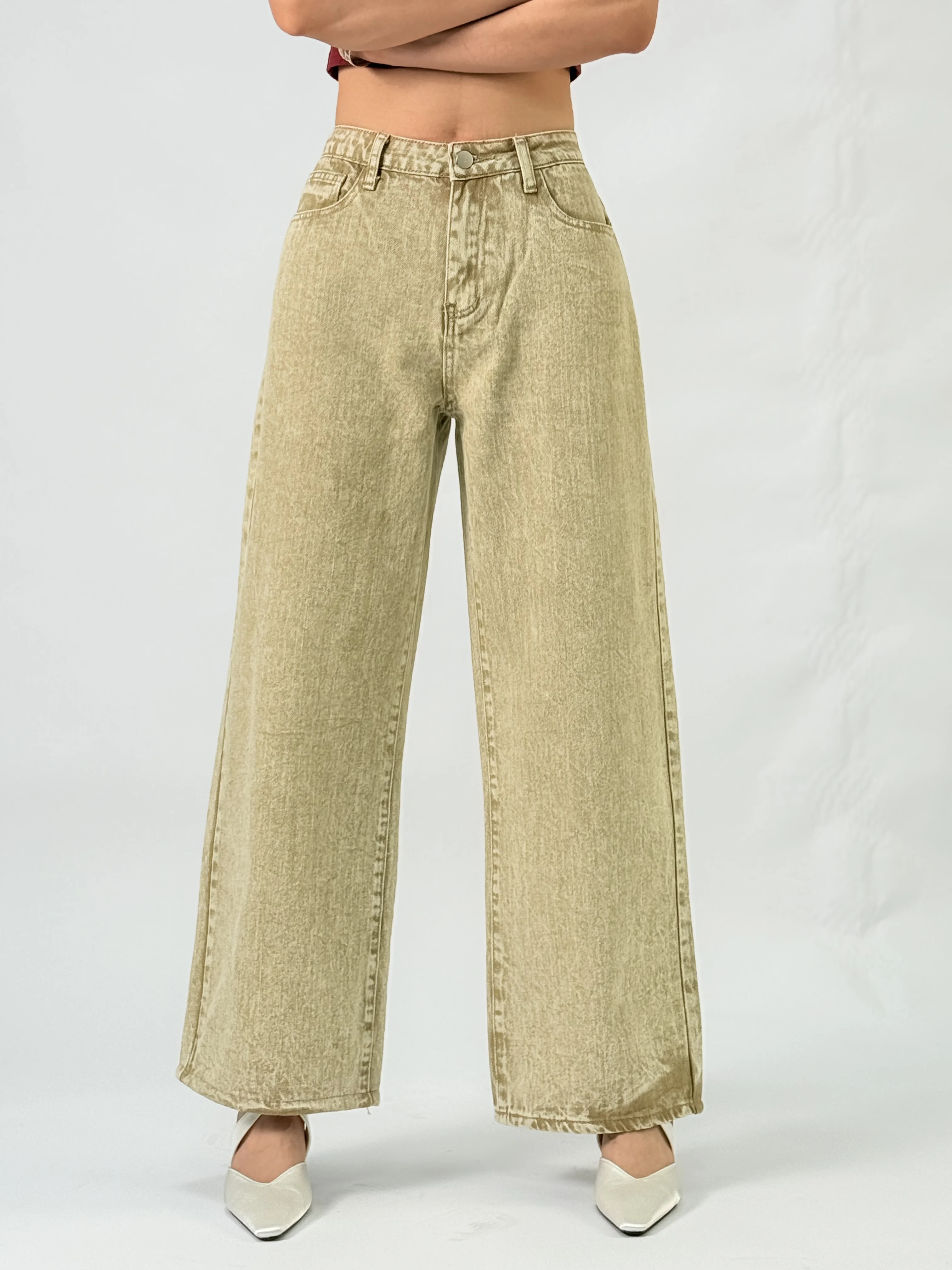 

Women's jeans loose fit jeanswater-washed unique craftsmanship mid-calf pure color jeans suitable for all seasons