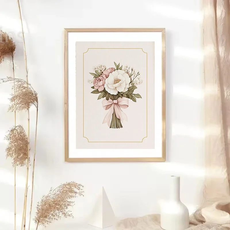 خمر الباليه الحضانة راقصة الباليه Cottagecore الوردي أحذية راقصة القوس المشارك حائط لوح رسم الفن صور ديكور المنزل الداخلي