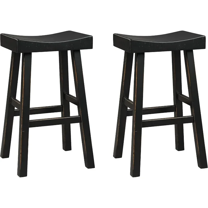Signature Design By Ashley Glosco Pub Height Wood Saddle Barstool