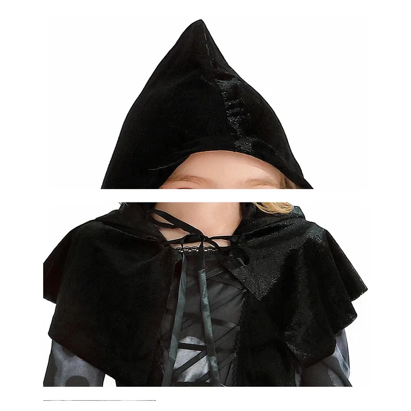 子供用ニュートラルゴーストデーメンターコスプレアップドレスアップ、ケープハロウィンホラーコスチューム、フード付きマント小道具sf/1