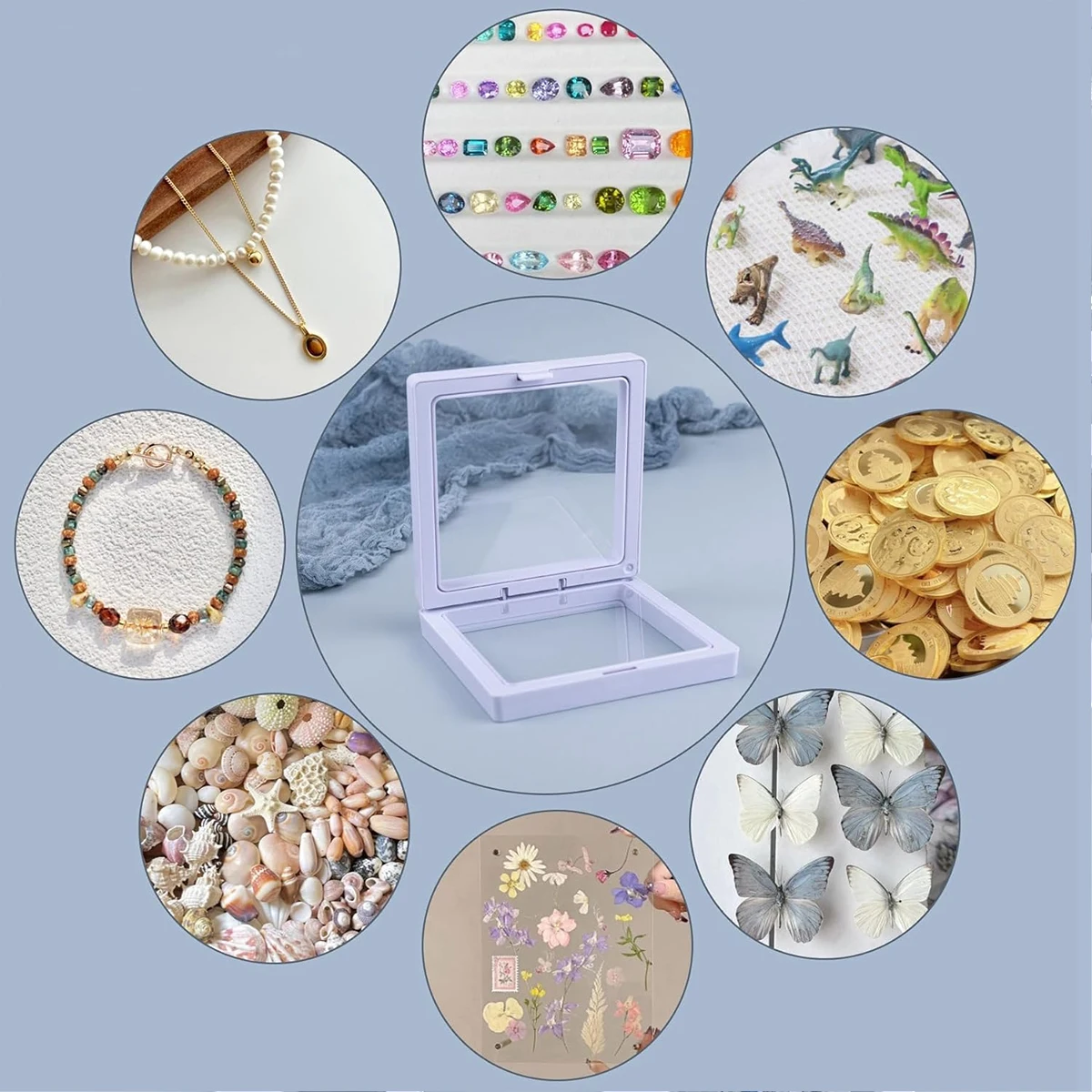 30pcs Portable 3D Floating Jewelry Display Box for Storage