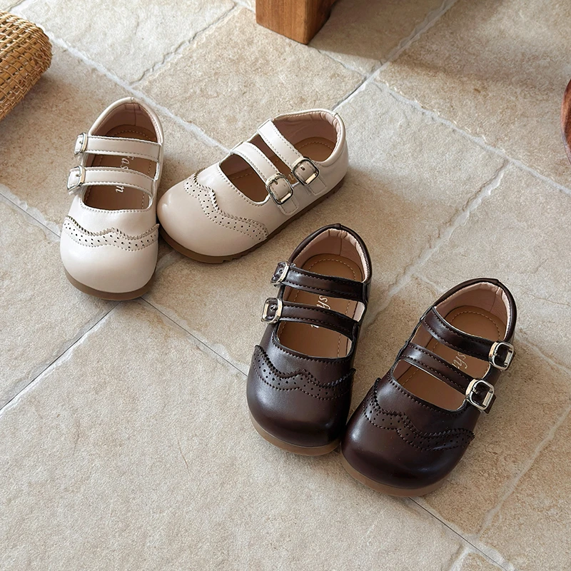 

Spring Autumn Children School Flat Shoes Retro Simple Girl Causal Shoes Indoor Outdoor Non-slip Versatile Kids Party Dress Shoes