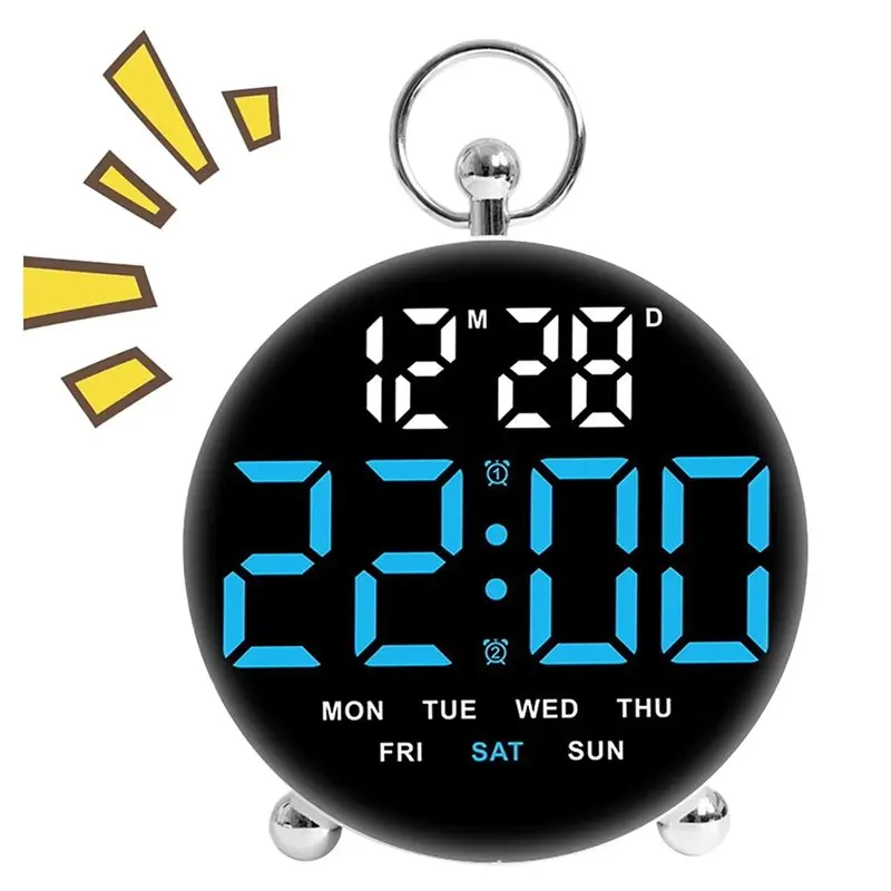 A53Q-Multifunction Digital Wall Clock Large-Screen LED Display Date Week Timing Countdown 2 Alarm Desktop Home Decor