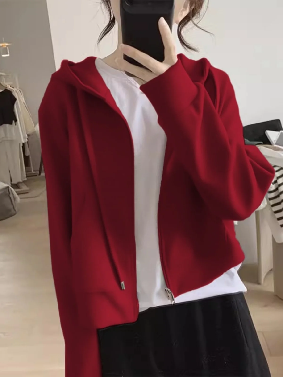 

Women's ort Fce-lined Long Sve Zipper Cardigan Hooded Casual Sports Top Thiened Autumn Winter Outerwear Sweatirt