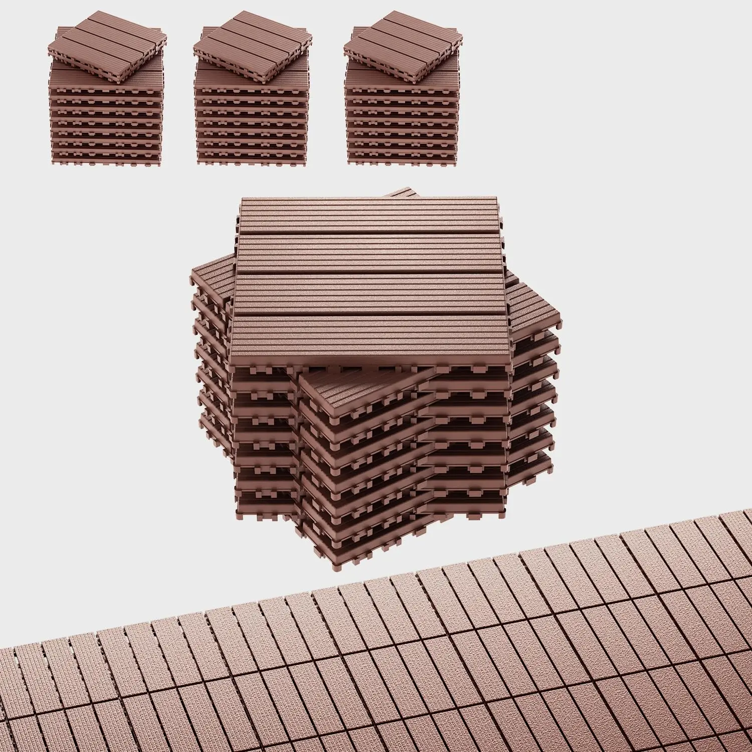 Interlocking Deck Tiles,44 Pack Deck Tiles Interlocking Outdoor All Weather,Patio Deck Tiles,12"x12",Vertical,Sturdy