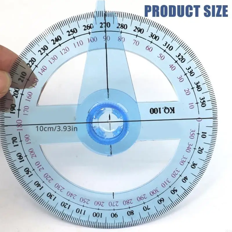 2 Pcs Clear Protractor Ruler Math Protractor Circle Protractor for Drawing 203A