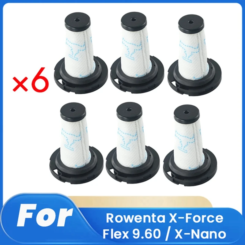 6 Pcs ZR009010 Filter For Rowenta X-Force Flex 9.60 / X-Nano Sweeping Robot Accessories Filter Cleaner Parts Replacement