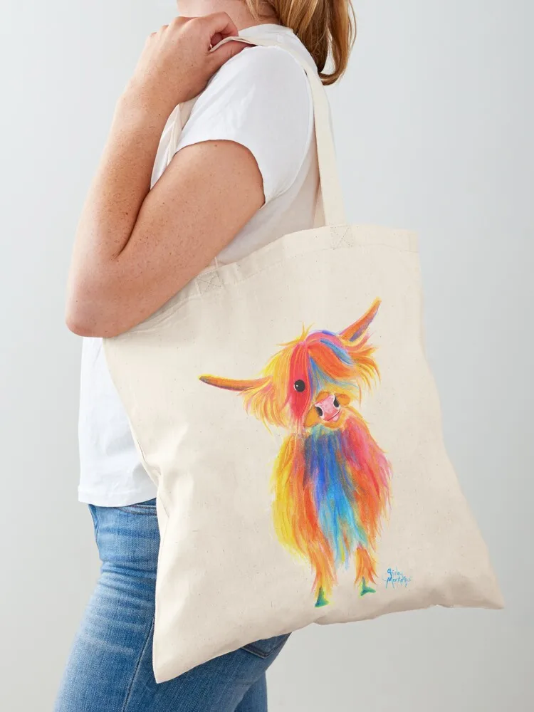 Scottish Highland Cow PRiNT ' ANGEL ' by Shirley MacArthur Tote Bag Cloth bags sacs de shopping Canvas Tote Bag