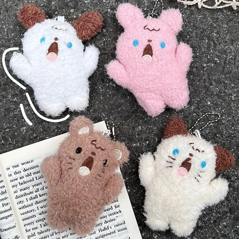 Kawaii Mini Cartton Doll Keychain Cute Rabbit Kitten Plush Doll Stuffed Plushie Key Chain Fluffy Soft Bag Pendant Backpack Toys