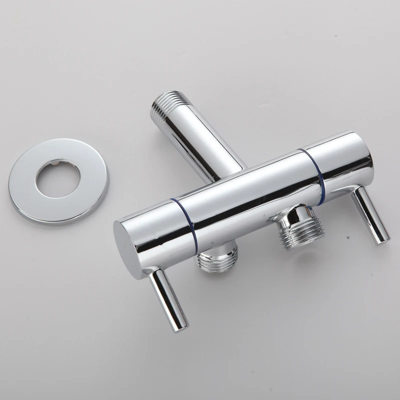 G1/2 Inch Bathroom Accessory Double Outlet Faucet Valve Double Control Toilet Angle Valve for Bidet Sprayer WB8501