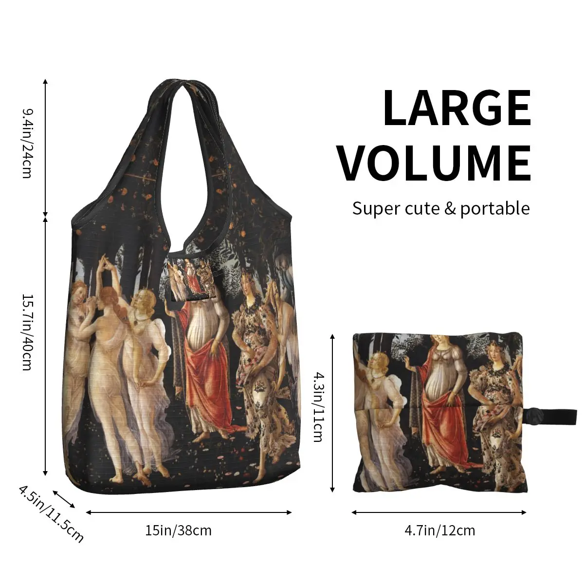 Cute Printing Sandro Botticelli Primavera Shopping Tote Bags Portable Shoulder Shopper Famous Painting Handbag