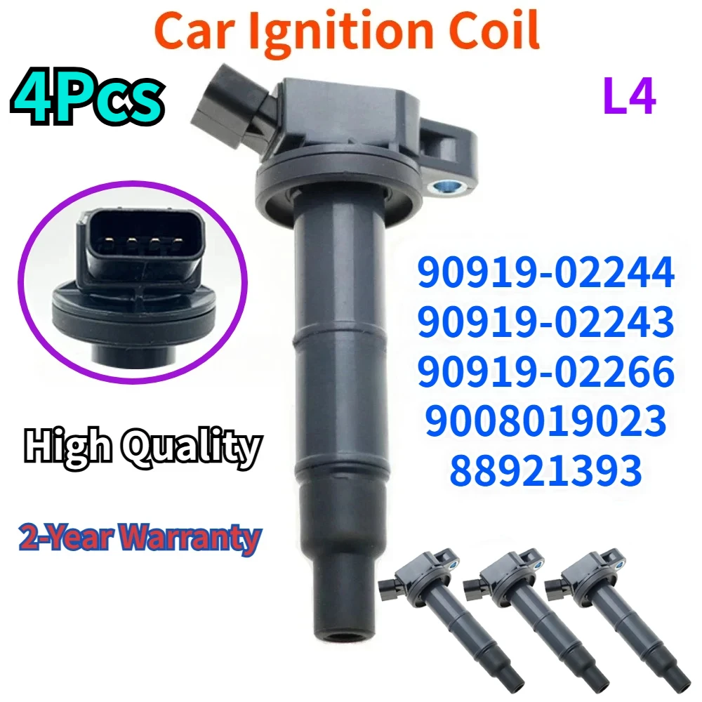 4PCS UF-333 90919-02244 90919-02266 for Camry Lexus Scion Rav4 Highlander TC Vibe L4 Ignition Coil 90919-02243 DMB954 9008019023