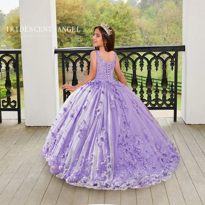 IRIDESCENT Lavender Ball Gown Lace Up Tulle Sleeveless Quinceanera Dress 15 Years Old Girls Brithday Formal Occasion Dresses