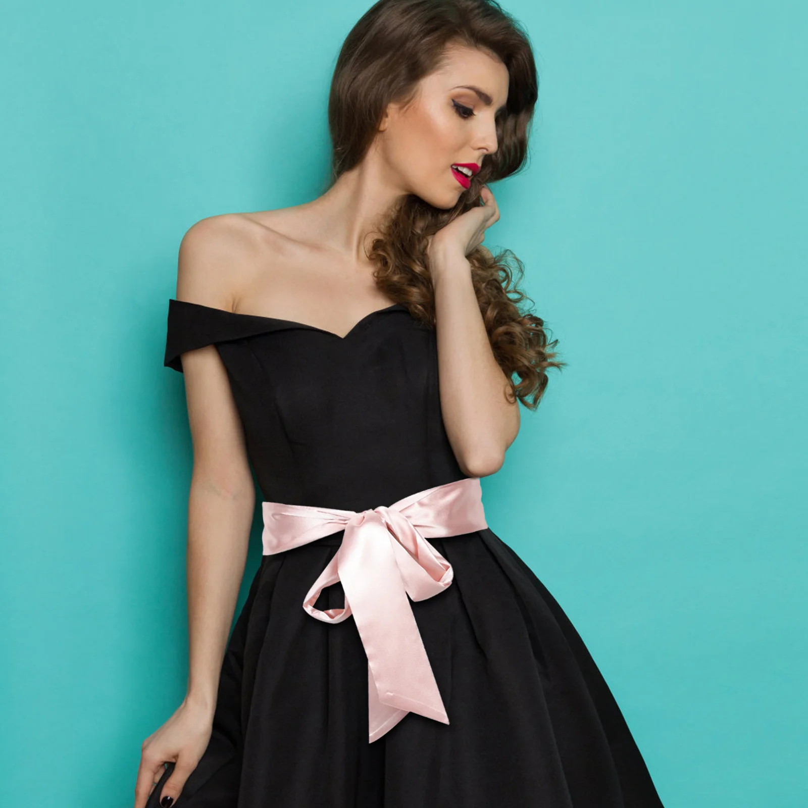 2 قطعة شريط شيفون كوري حزام وشاح واسع لفساتين النساء الزفاف وشاح الصيف الرقبة المختنق الخصر اكسسوارات #1