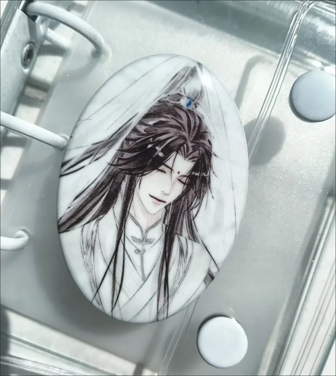 New Anime Peripheral White Cat Master, Chu Wanning Elliptical Bar Badge, Tinplate, Homemade Millet Brooch, Second Edition