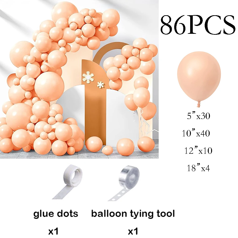 86pcs Pastel Orange Balloons Garland Peach Balloon Arch Kit Birthday Party Baby Shower Gender Reveal Wedding Decoration Globos