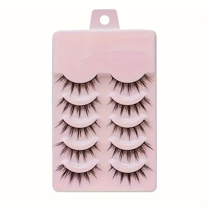 5-Pairs Fluffy & Soft 3D Cross Style False Eyelashes - Natural Look, Enhances Makeup, Lightweight, Reusable Lashes Set