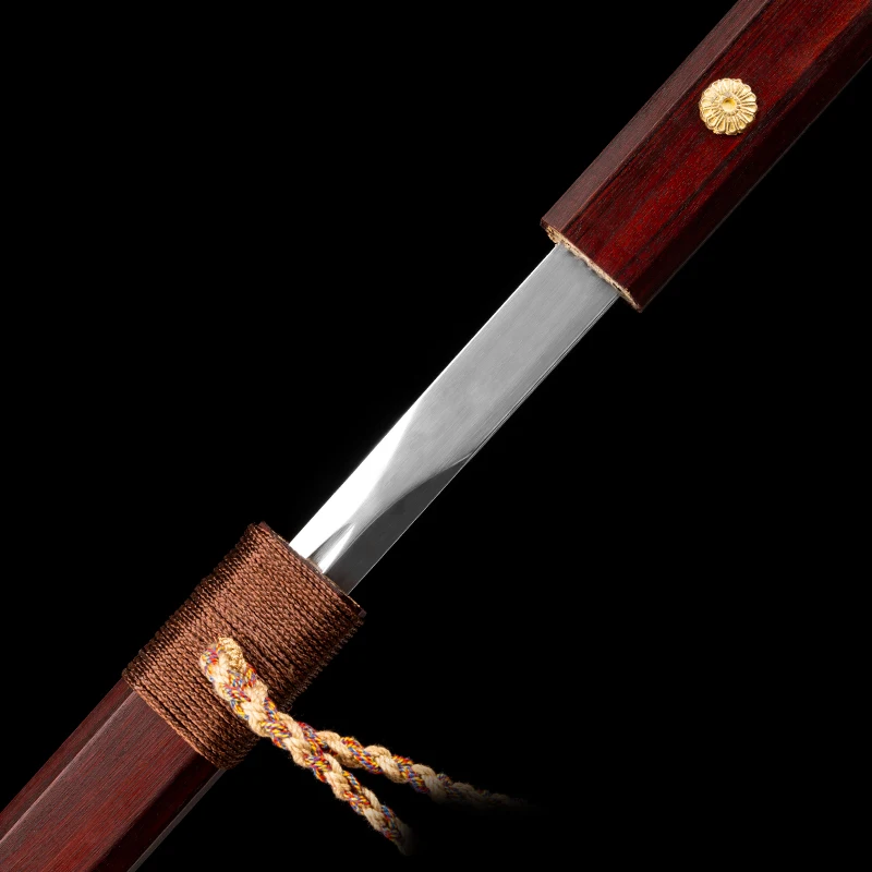 86cm Chinese Shirasaya Jian Rapier Sword, Manganese Steel Blade, Real Handmade Full Tang Katana, Ebony Wood Sheath, Home Decor