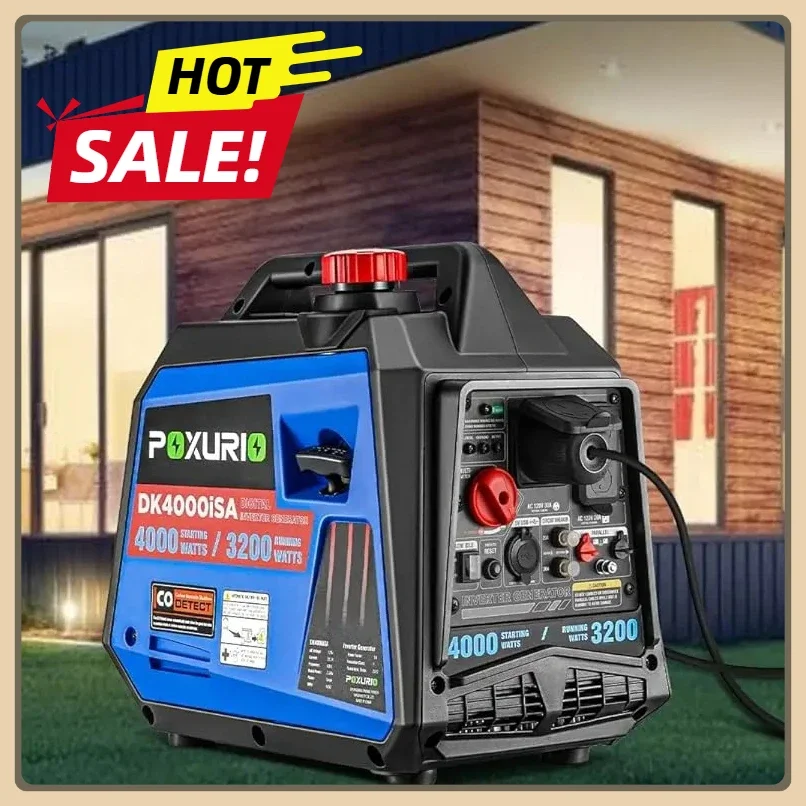 [XMSJ-Stock limitato, acquisto ora! ]Generatore inverter da 4000 Watt, campeggio e casa, allarme CO/ready per camper/EPA per camper, generazione alimentata a gas 120 V