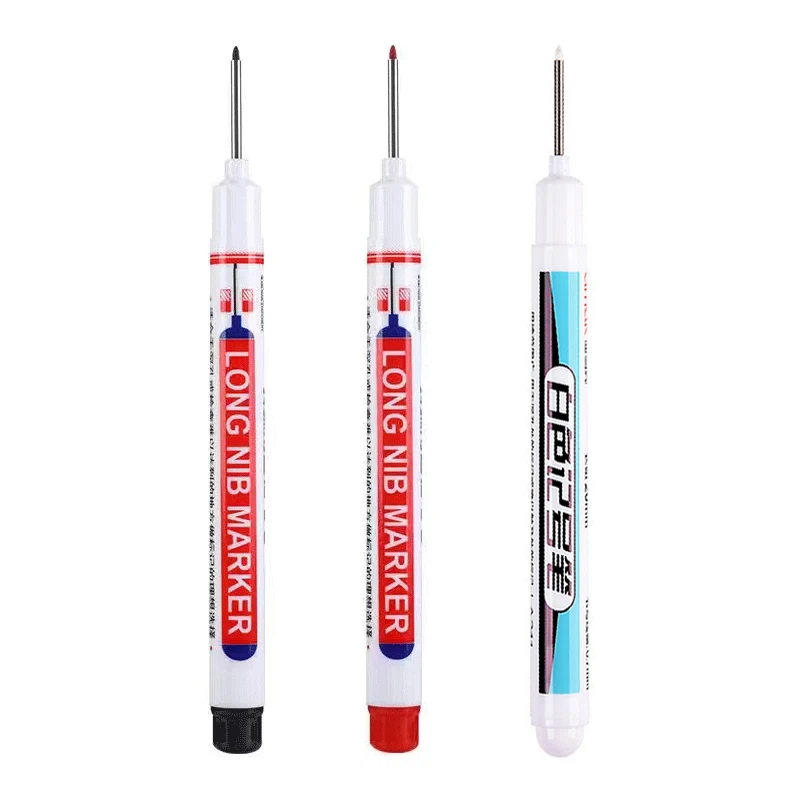 3Pcs/set White Long Head Markers Deep Hole Marker Pen Carpenter Pencil Bathroom Woodworking Decor Marking Pen Tool 20/30mm