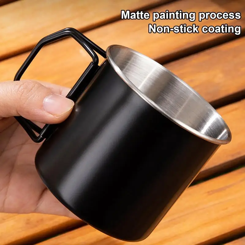 Foldable Handle Coffee Mug Stainless Steel Drink Double-Wall Milk Coffee tea Travel Mug Outdoor Drinkware for Picnic Camping