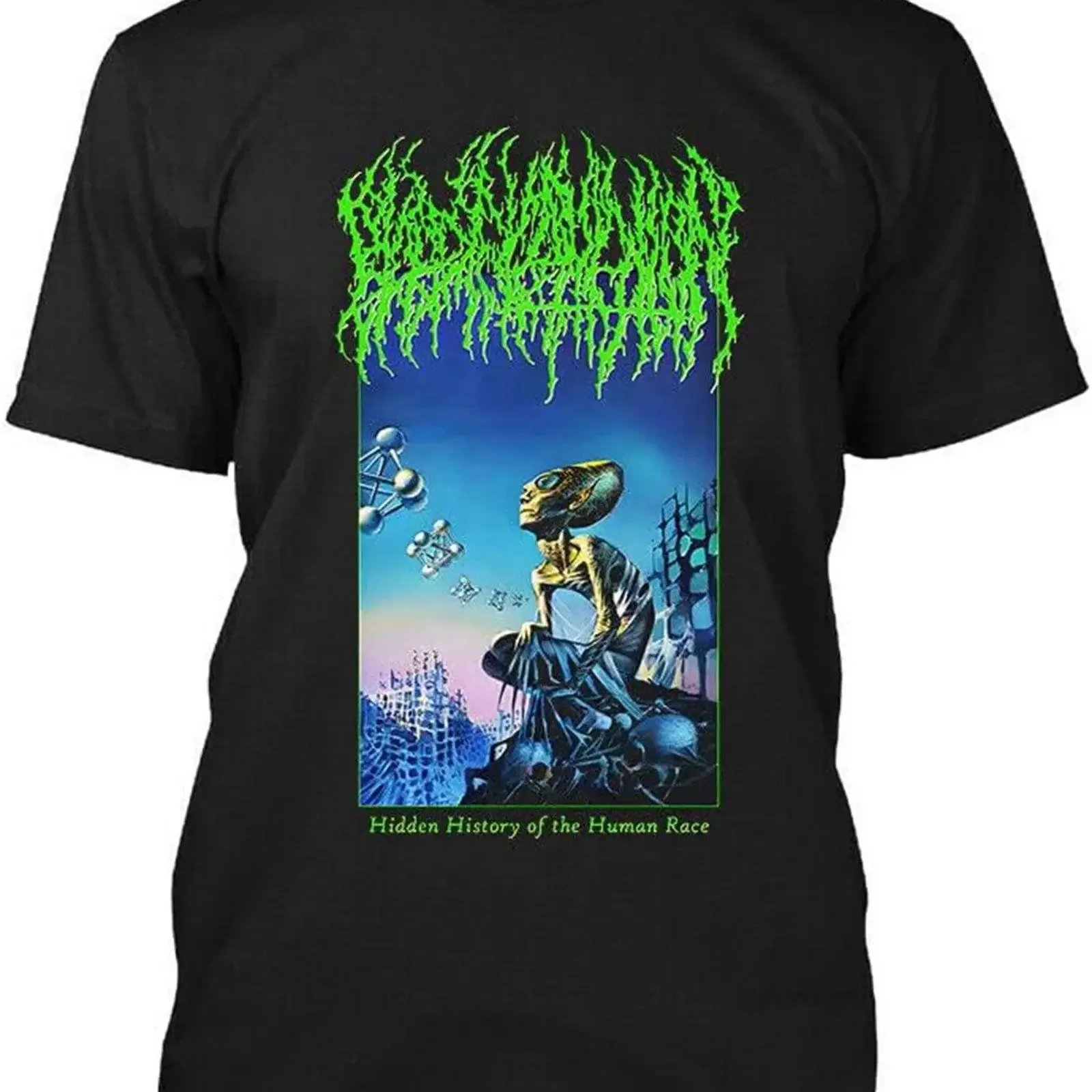 NWT Blood Incantation Hidden History of The Human Race Band Logo T Shirt Black vintage Washed fashion homme Slightly Stylish