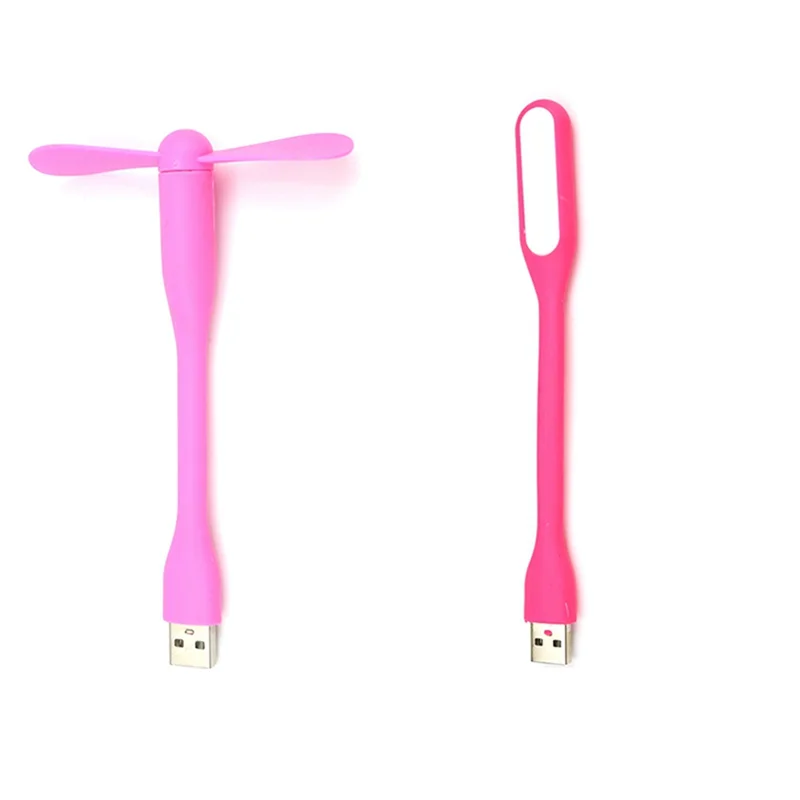Mini ventilador de escritorio USB multifuncional con luz USB universal Luz LED portátil de ahorro de energía, rosa