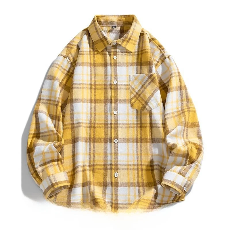 

Long Sleeve Plaid Shirt Casual Style Breathable Lightweight Cotton Men's Button up Shirt Loose Fit Spring Summer Shirt
