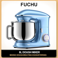 8L 1400W 3-in-1 Stand Mixer - Electric Dough Mixer with Stainless Steel Bowl Timer for Baking, Cake, Pizza Dough Kitchen Mixer