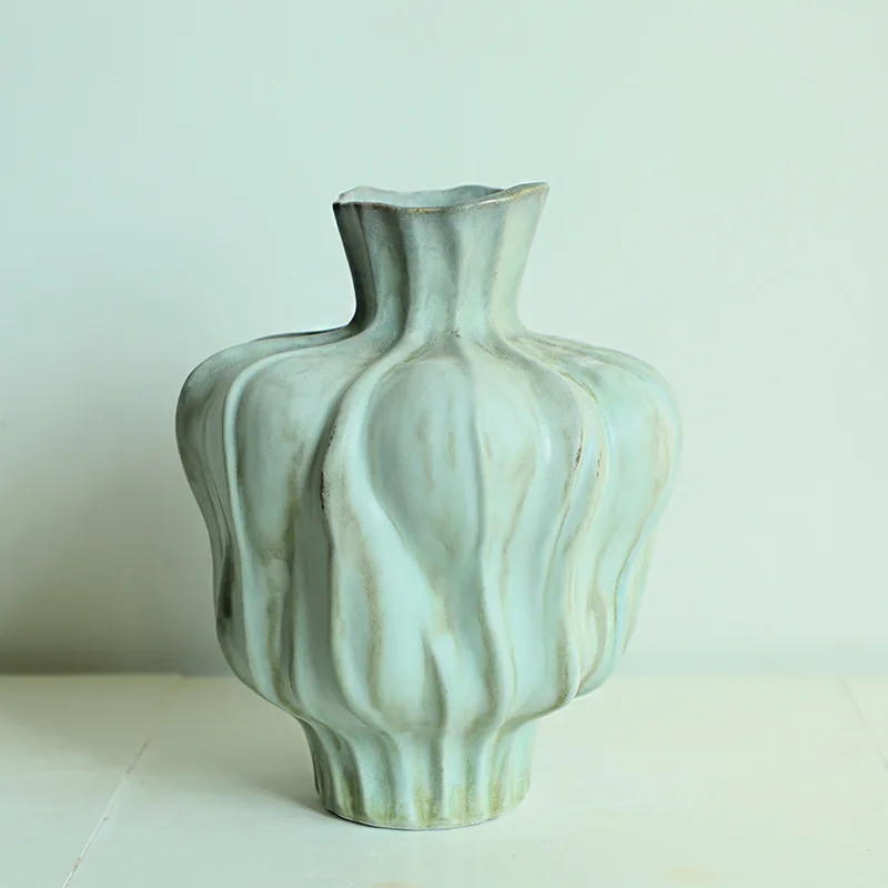 Flower Bud Irregular Ceramic Vase Creative Plant Pot Table Decoration Flowers Arrangement Floral Vases Room Aesthetic Decor