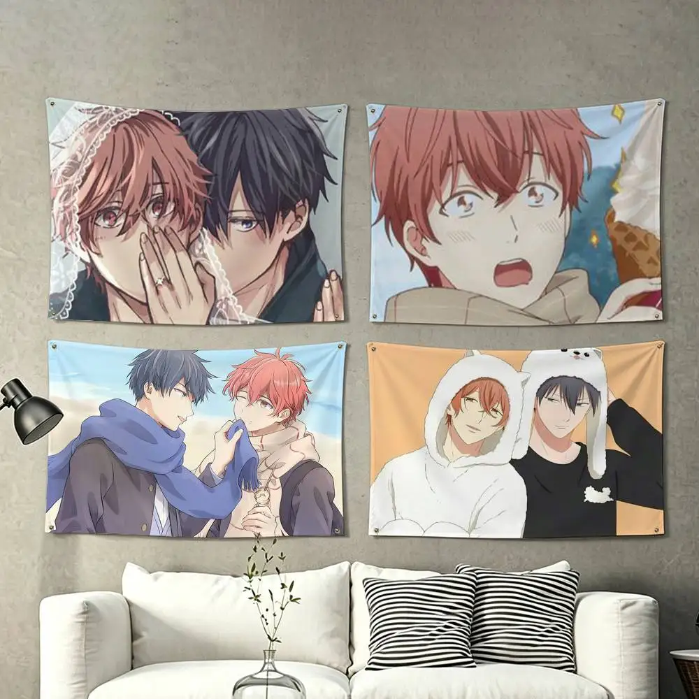 Given BL Anime Ritsuka & Mafuyu Sato  Flags for Bedrooms Home Decor Items Outdoor Decors Garage Decoration Flaga