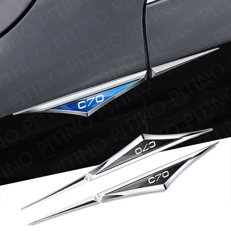 2pcs Car Chrome Modified Car Body Side Doors Blade Car Stickers For Volvo C70 Automobile Leaf Plate Decoration Auto Accessories