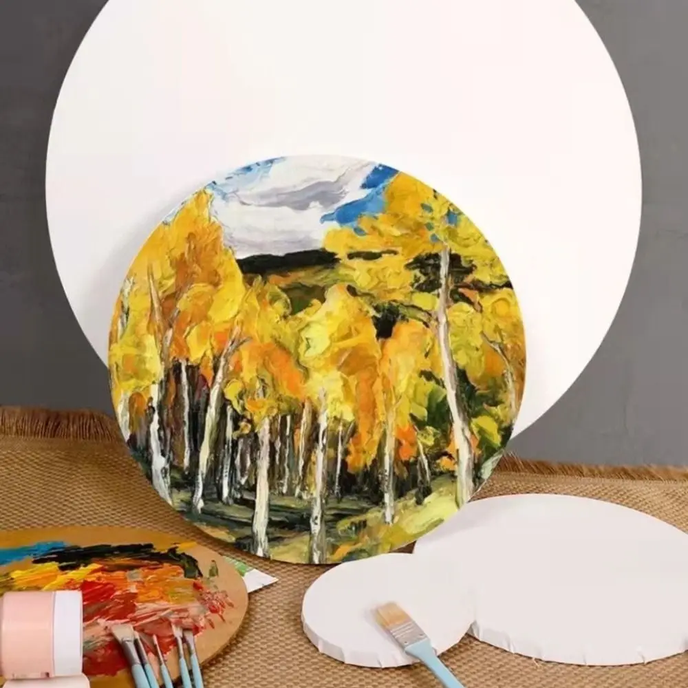 Cotton Blank Wooden Painter for Artist Thicken Picture Frame Painting Board Circle Canvas Drawing Board