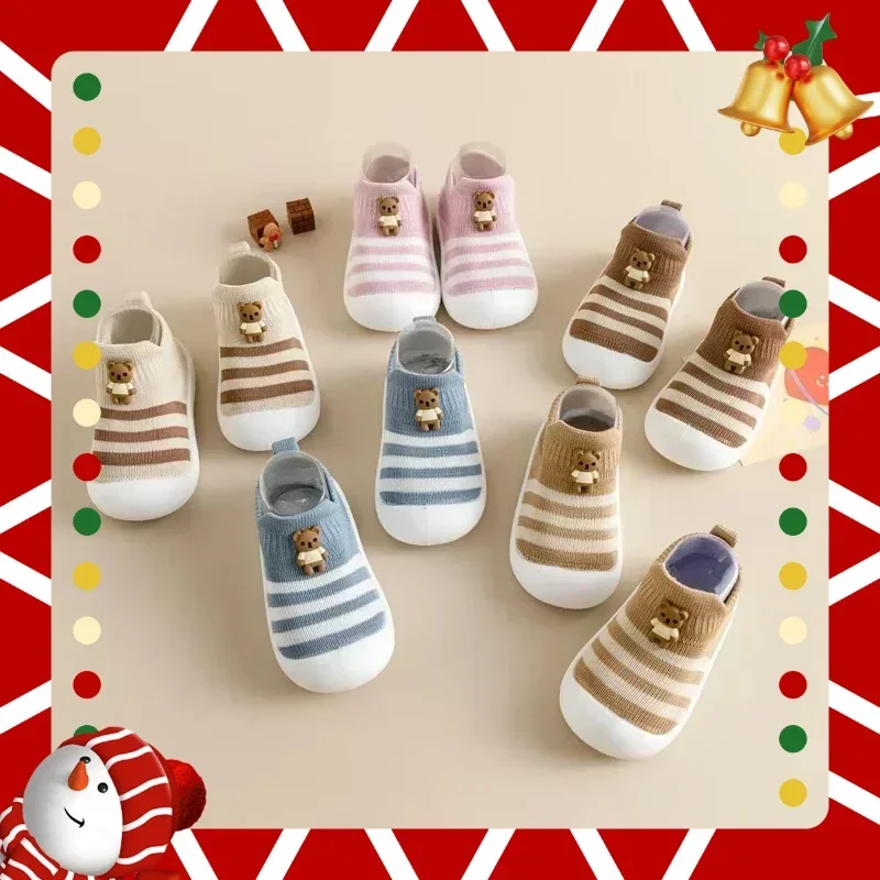 أحذية مضادة للانزلاق ومضادة للتصادمات، أحذية رياضية لطيفة، أحذية أطفال مخططة برسوم كارتونية، نعل ناعم بسيط كاجوال