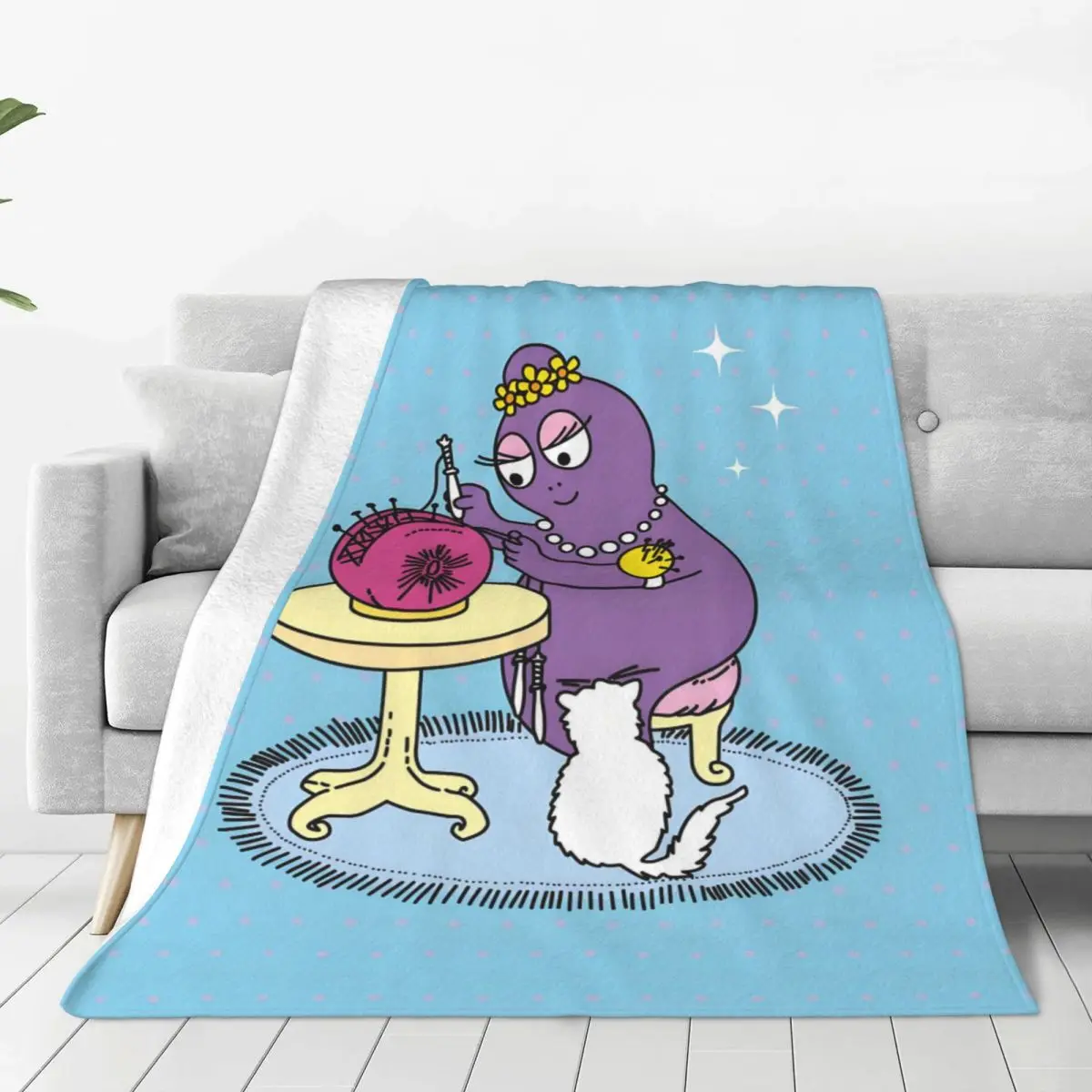 Custom Barbapapa Wallpaper Blanket Soft Fleece Spring Autumn Warm Flannel Throw Blankets for Sofa Outdoor Bedroom Bedspread