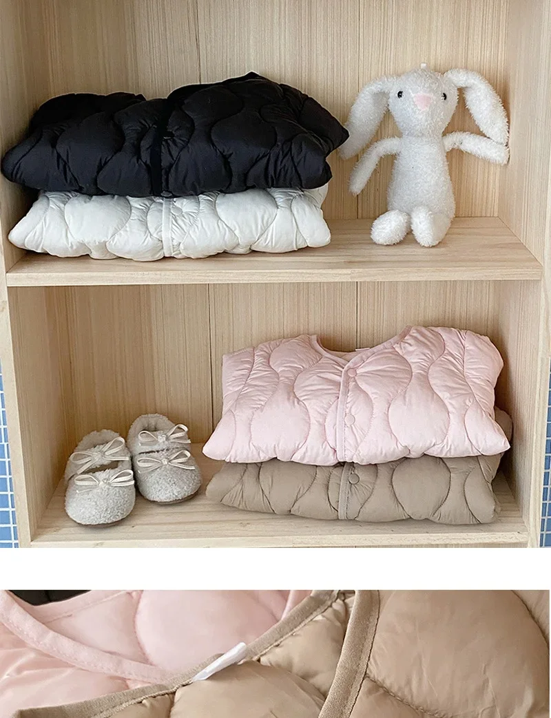 2-7 Jahre Winter Kinder Wattierte Jacke V-Ausschnitt Druckknopf Einfarbiger Mantel für Jungen Mädchen Warme Kinder Oberbekleidung Alltag – Detail 11