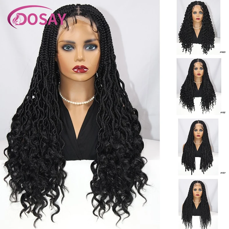 

24'' Synthetic Wig Twisted Braid Straight Locs Wavy Locs Curly Locs Full Lace Box Braided Wigs For Black Women Dreadlock Wig