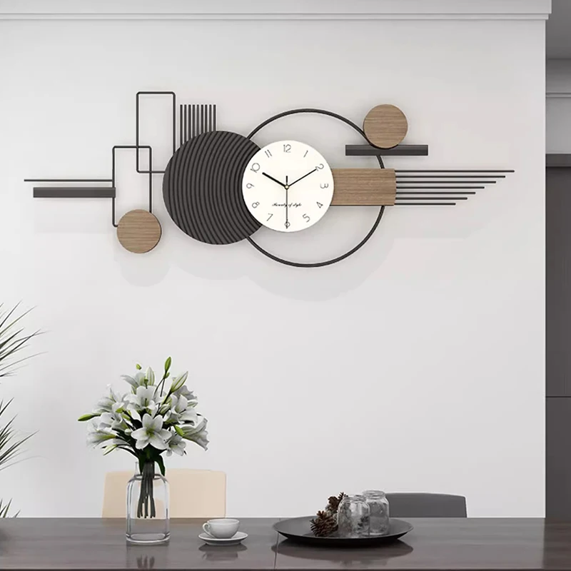 

Large Luxury Wall Clocks Aesthetic Silent Design Minimalist Creative Wall Watch Wooden Nordic Horloge Living Room Decoration