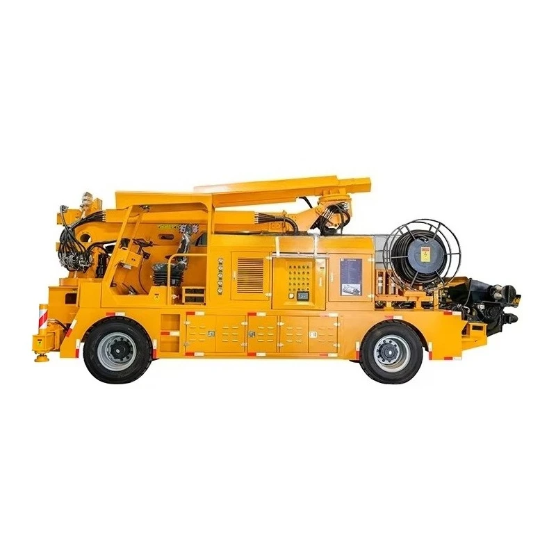 Tunnel Trailer Mounted Robotic Shotcrete Machine Heavy Duty Trailer Concrete Sprayer For Large Section Underground Construction