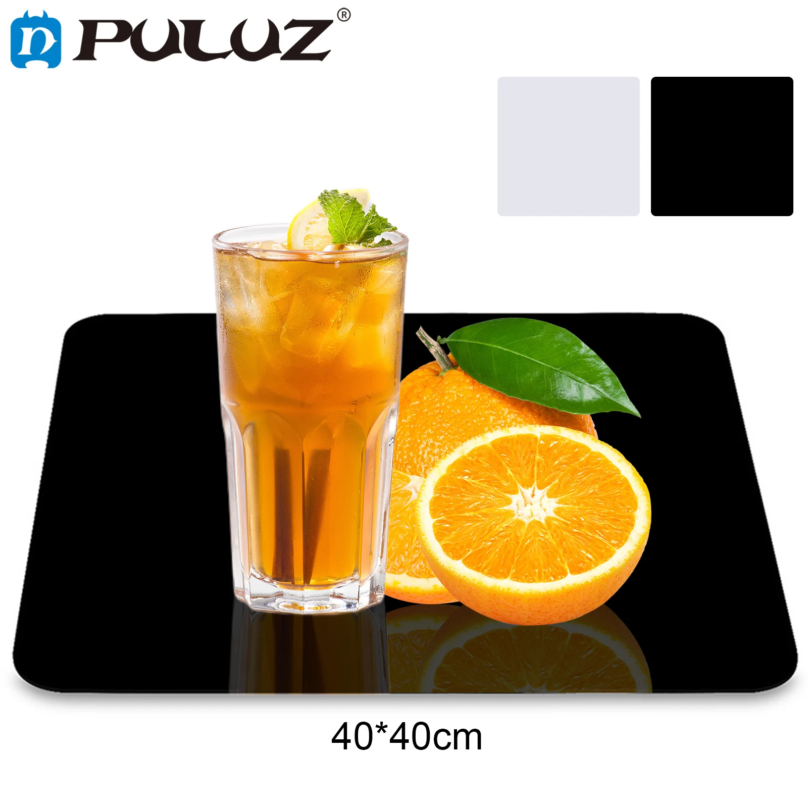 PULUZ 40x40cm Reflective White & Black Acrylic Reflection Background Display Boards for Product Table Top Photography Shooting