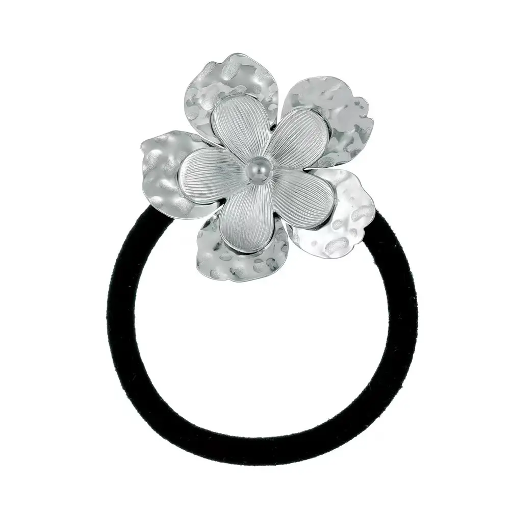 إكسسوارات شعر ذيل حصان من الفولاذ المقاوم للصدأ ، طبقات مزدوجة ، زهرة بخمس أوراق ، أزياء بسيطة ، رباط مطاطي ، غطاء رأس للسيدات ، هدية #2