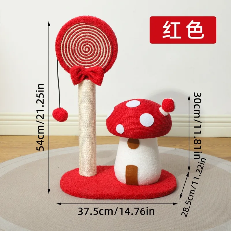 Cute Mushroom House Cat Scratch Board Lollipop Shaping Sisal Grinding Claw Post Cat Bored Pet Supplies view 2