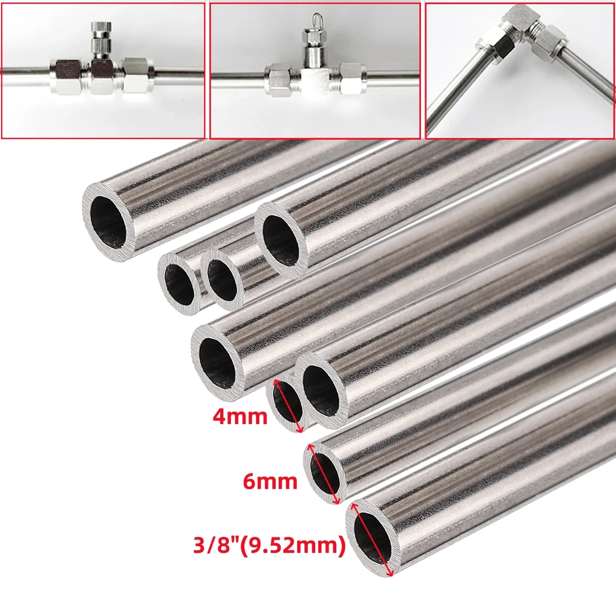 Length 50cm High Pressure Stainless Steel Pipe OD 3/8