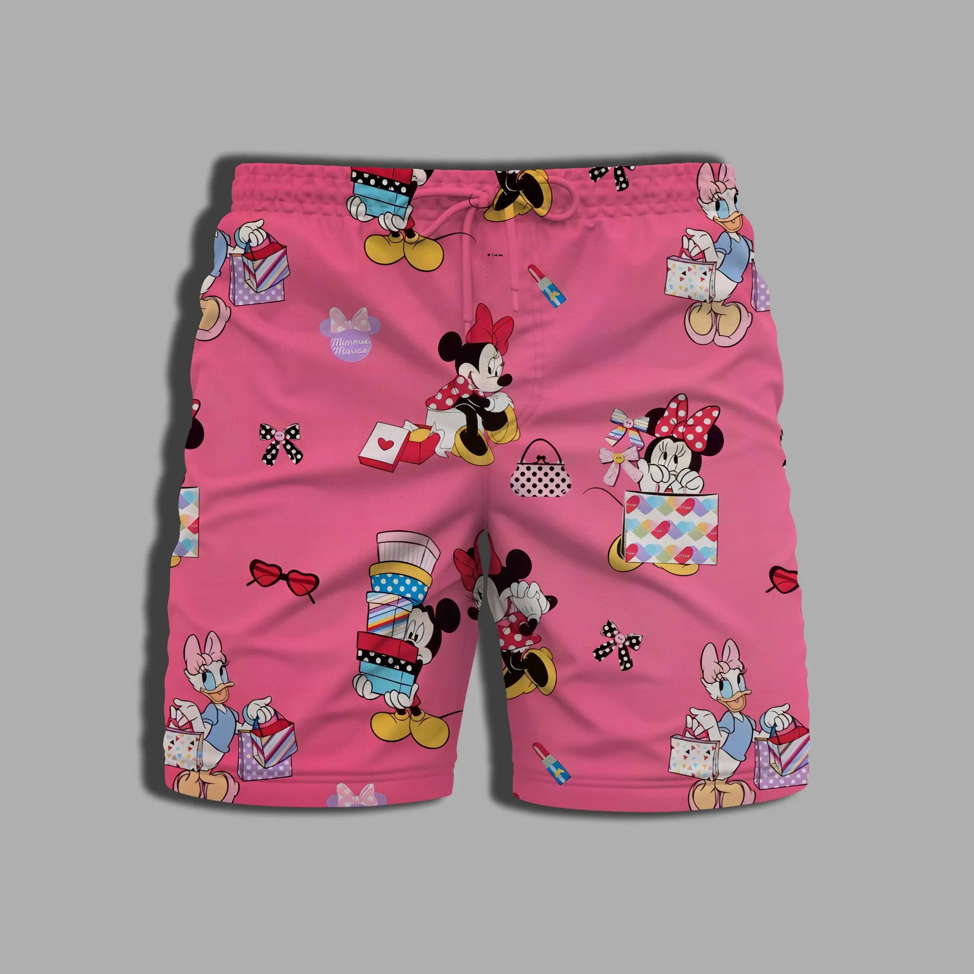 Bañador con estampado de Disney para hombre, pantalones cortos de baño para gimnasio, playa, Mickey, Minnie Mouse, Verano