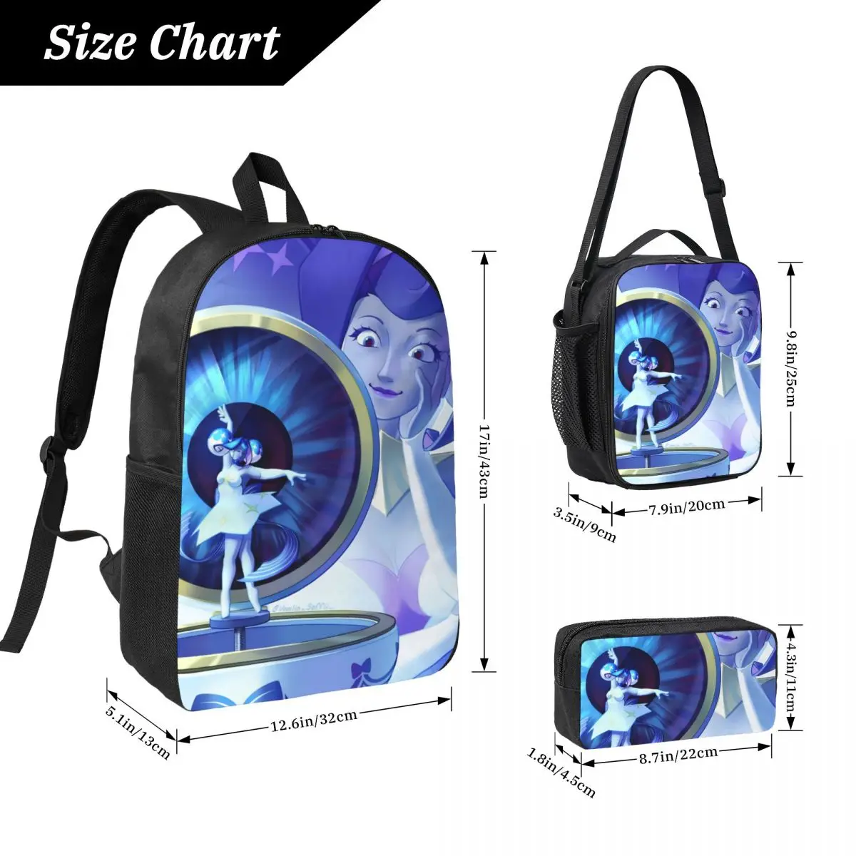 3Pcs K-Knights Of Guinevere Backpack Set for Girls Boys Pencil Boxes Bookbag Sets with Lunch Box For School Students Knapsack